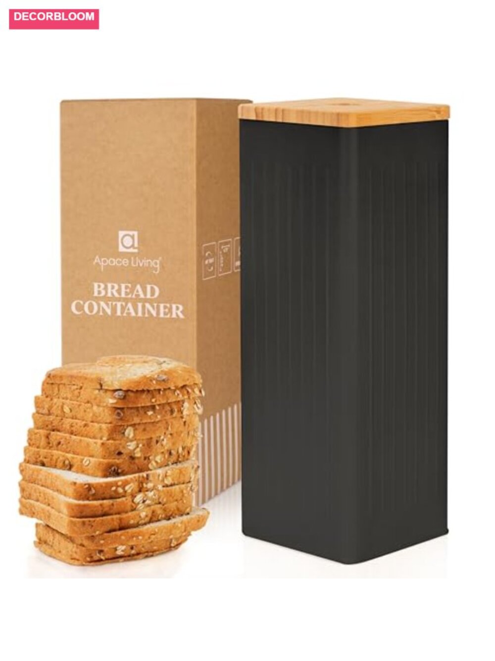 Airtight Bread Box with Bamboo Lid, 5 Liter Metal Bread Keeper